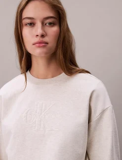 Calvin Klein Monogramm-Sweatshirt aus Baumwoll-Frottee^Damen Sweatshirts & Hoodies