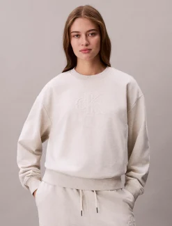 Calvin Klein Monogramm-Sweatshirt aus Baumwoll-Frottee^Damen Sweatshirts & Hoodies