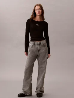 Calvin Klein Monologo T-Shirt mit U-Ausschnitt^Damen T-shirts & Tops