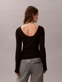 Calvin Klein Monologo T-Shirt mit U-Ausschnitt^Damen T-shirts & Tops