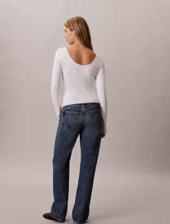 Calvin Klein Monologo T-Shirt mit U-Ausschnitt^Damen T-shirts & Tops