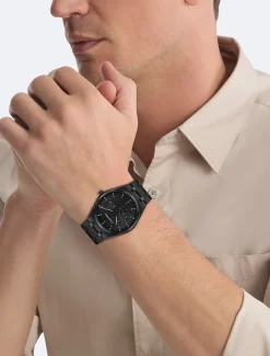 Calvin Klein Multifunktionsuhr aus schwarz-plattiertem Stahl^Herren Uhren & Schmuck