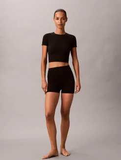 Calvin Klein Nahtlose Pyjama-Shorts mit geripptem Emblem^Damen Nachtwäsche & Loungewear