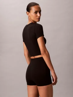 Calvin Klein Nahtlose Pyjama-Shorts mit geripptem Emblem^Damen Nachtwäsche & Loungewear