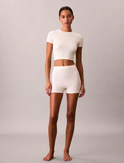 Calvin Klein Nahtlose Pyjama-Shorts mit geripptem Emblem^Damen Nachtwäsche & Loungewear