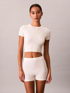 Calvin Klein Nahtlose Pyjama-Shorts mit geripptem Emblem^Damen Nachtwäsche & Loungewear