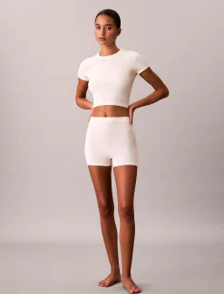 Calvin Klein Nahtloses Pyjama-Top mit geripptem Emblem^Damen Nachtwäsche & Loungewear