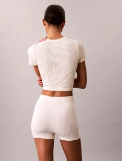 Calvin Klein Nahtloses Pyjama-Top mit geripptem Emblem^Damen Nachtwäsche & Loungewear