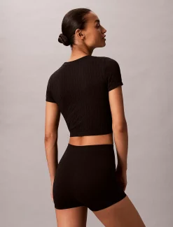 Calvin Klein Nahtloses Pyjama-Top mit geripptem Emblem^Damen Nachtwäsche & Loungewear