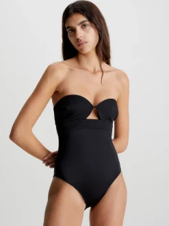 Calvin Klein Neckholder-Badeanzug – Structured^Damen BademodeFrisch Eingetroffen