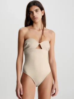 Calvin Klein Neckholder-Badeanzug – Structured^Damen BademodeFrisch Eingetroffen