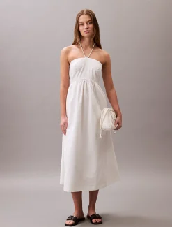 Calvin Klein Neckholder-Kleid aus Baumwoll-Twill^Damen Kleider & Röcke