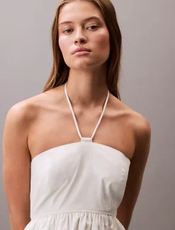 Calvin Klein Neckholder-Kleid aus Baumwoll-Twill^Damen Kleider & Röcke