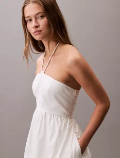 Calvin Klein Neckholder-Kleid aus Baumwoll-Twill^Damen Kleider & Röcke
