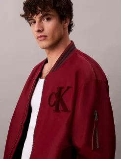 Calvin Klein Nylon-Bomberjacke mit Kontraststreifen-Borte^Herren JackenFrisch Eingetroffen