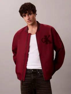 Calvin Klein Nylon-Bomberjacke mit Kontraststreifen-Borte^Herren JackenFrisch Eingetroffen