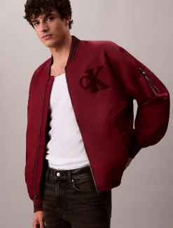 Calvin Klein Nylon-Bomberjacke mit Kontraststreifen-Borte^Herren JackenFrisch Eingetroffen