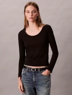 Calvin Klein Oberteil mit U-Ausschnitt^Damen T-shirts & Tops