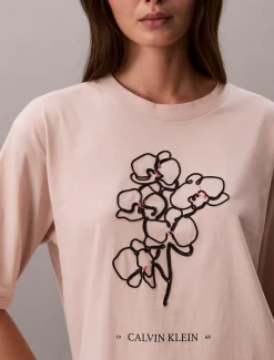Calvin Klein Oversized T-Shirt mit floraler Applikation^Damen T-shirts & Tops