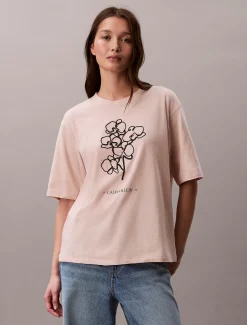 Calvin Klein Oversized T-Shirt mit floraler Applikation^Damen T-shirts & Tops