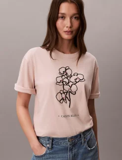 Calvin Klein Oversized T-Shirt mit floraler Applikation^Damen T-shirts & Tops