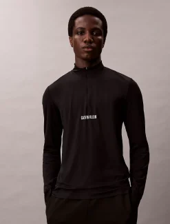 Calvin Klein Performance-Gym-T-Shirt mit langen Ärmeln und Viertelreißverschluss^Herren Tops & T-shirts|T-shirts
