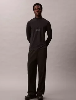 Calvin Klein Performance-Gym-T-Shirt mit langen Ärmeln und Viertelreißverschluss^Herren Tops & T-shirts|T-shirts