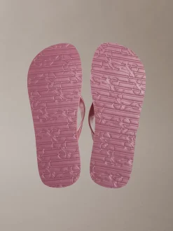 Calvin Klein Perlmuttfarbene Plateau-Flip-Flops^Damen Slippers|SandalenFrisch Eingetroffen