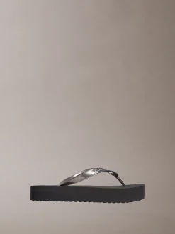 Calvin Klein Perlmuttfarbene Plateau-Flip-Flops^Damen SandalenFrisch Eingetroffen|Slippers