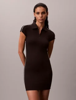 Calvin Klein Polo-Minikleid aus technischem Strick^Damen Kleider & Röcke