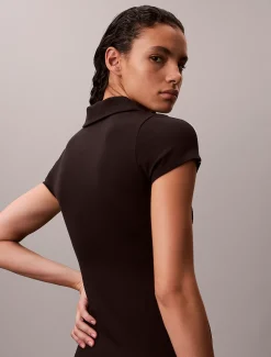 Calvin Klein Polo-Minikleid aus technischem Strick^Damen Kleider & Röcke