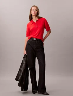 Calvin Klein Polo-Pullover aus Merinowolle^Damen Strickdesigns