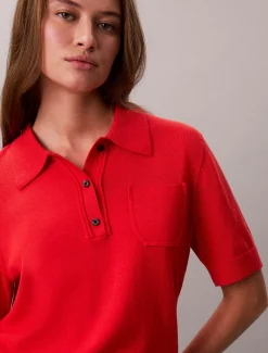 Calvin Klein Polo-Pullover aus Merinowolle^Damen Strickdesigns