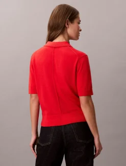 Calvin Klein Polo-Pullover aus Merinowolle^Damen Strickdesigns