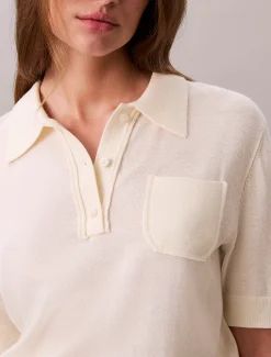 Calvin Klein Polo-Pullover aus Merinowolle^Damen Strickdesigns