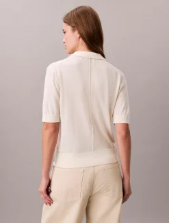 Calvin Klein Polo-Pullover aus Merinowolle^Damen Strickdesigns