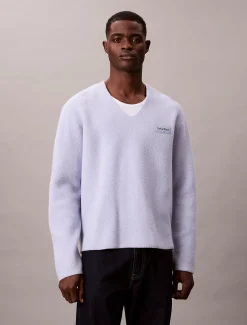 Calvin Klein Pullover aus gekochter Merinowolle mit V-Ausschnitt^Herren Strickdesigns