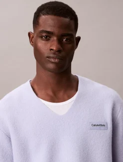 Calvin Klein Pullover aus gekochter Merinowolle mit V-Ausschnitt^Herren Strickdesigns