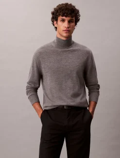 Calvin Klein Pullover aus Merinowolle mit Stehkragen^Herren Strickdesigns