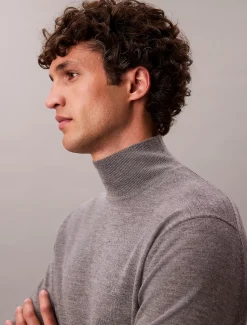 Calvin Klein Pullover aus Merinowolle mit Stehkragen^Herren Strickdesigns