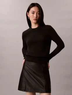Calvin Klein Pullover aus Merinowolle mit Rundhalsausschnitt^Damen Strickdesigns