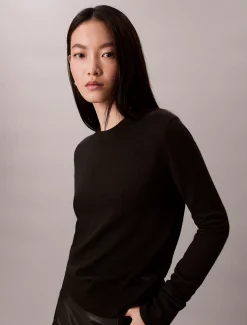 Calvin Klein Pullover aus Merinowolle mit Rundhalsausschnitt^Damen Strickdesigns