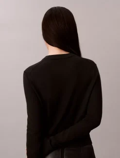 Calvin Klein Pullover aus Merinowolle mit Rundhalsausschnitt^Damen Strickdesigns