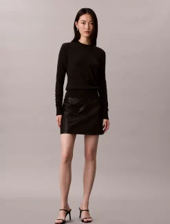 Calvin Klein Pullover aus Merinowolle mit Rundhalsausschnitt^Damen Strickdesigns