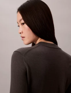 Calvin Klein Pullover aus Merinowolle mit Rundhalsausschnitt^Damen Strickdesigns