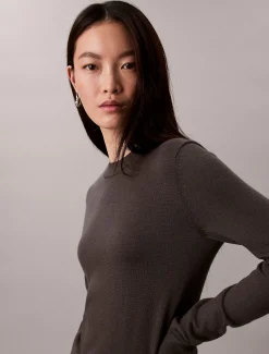 Calvin Klein Pullover aus Merinowolle mit Rundhalsausschnitt^Damen Strickdesigns