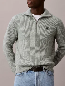 Calvin Klein Pullover aus Wollgemisch mit Reißverschluss^Herren Strickdesigns
