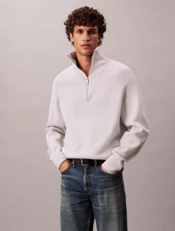 Calvin Klein Pullover mit 1/4-Reißverschluss aus technischem Strick^Herren Strickdesigns