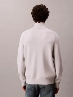 Calvin Klein Pullover mit 1/4-Reißverschluss aus technischem Strick^Herren Strickdesigns