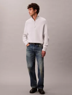 Calvin Klein Pullover mit 1/4-Reißverschluss aus technischem Strick^Herren Strickdesigns